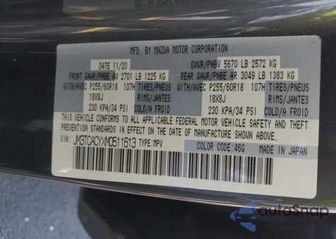 2021 Mazda Cx-9 Touring from USA, damaged, VIN JM3TCACYXM0511613